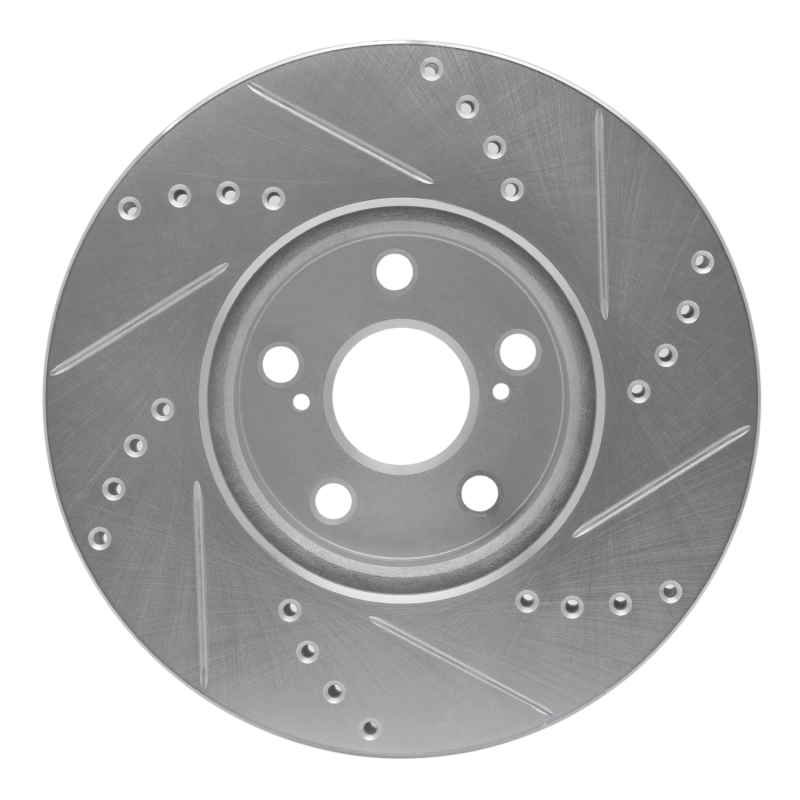 Pontiac Vibe Brake Rotor (1) - Front Left - R1 Concepts - Drilled & Slotted - Silver - `08-`19